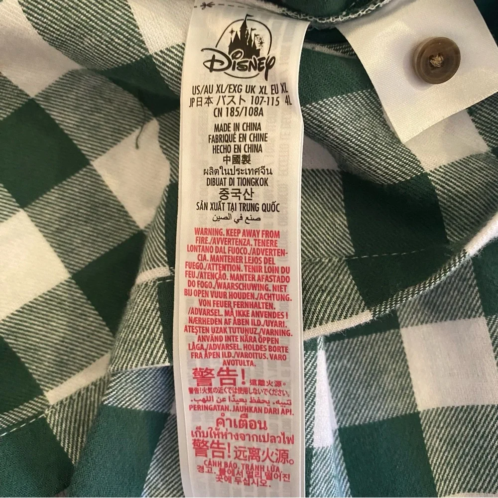 Disney Minnie & Daisy Holiday Sleep Wear Green/White Plaid Pajama Top Women’s XL - Picture 7 of 12